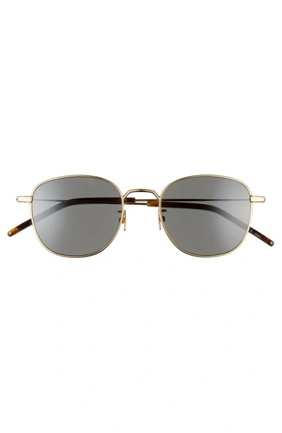 Shop Saint Laurent 50mm Round Sunglasses In Gold/ Grey