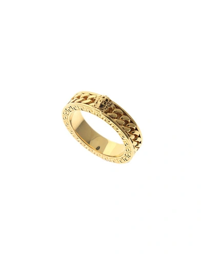 Shop Versace Men's Medusa Chain/greek Key Band Ring In Gold