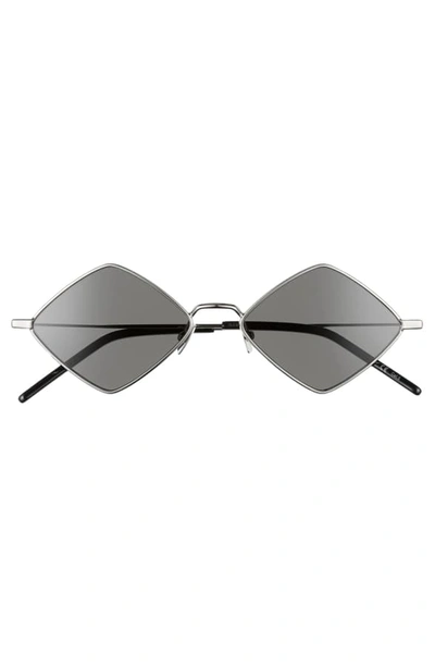 Shop Saint Laurent 55mm Diamond Shaped Sunglasses In Silver/ Grey