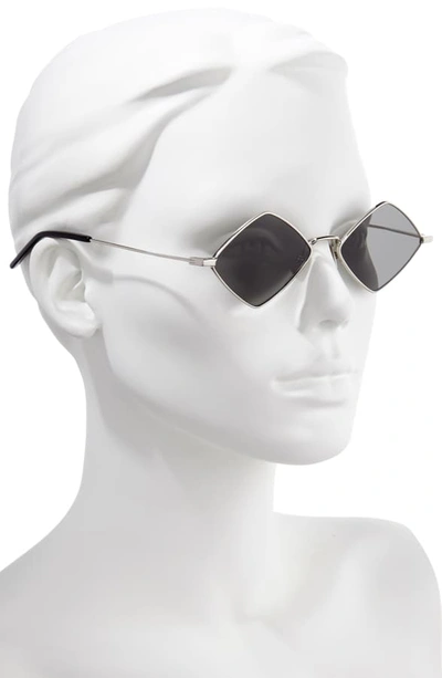 Shop Saint Laurent 55mm Diamond Shaped Sunglasses In Silver/ Grey
