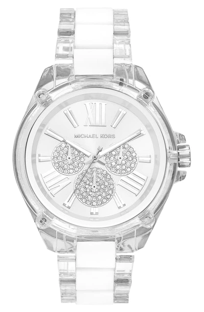 Shop Michael Michael Kors Wren Bracelet Watch, 42mm In Silver/ White