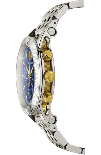 Shop Versace Sport Tech Chronograph Bracelet Watch, 40mm In Silver/ Blue/ Silver