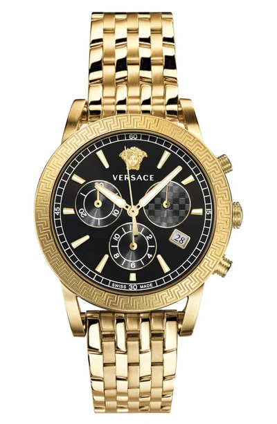 Shop Versace Sport Tech Chronograph Bracelet Watch, 40mm In Gold/ Black/ Gold