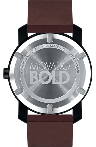 Shop Movado Bold Leather Strap Watch, 42mm In Red/ Black