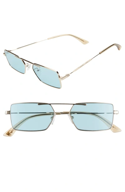 Shop Mcq By Alexander Mcqueen 55mm Rectangle Sunglasses In Light Gold/ Green