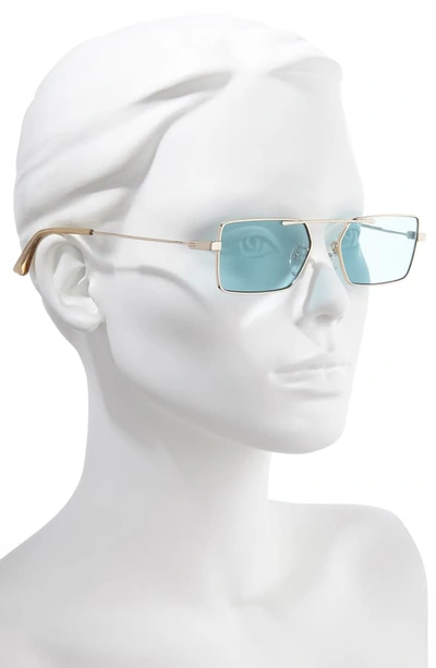 Shop Mcq By Alexander Mcqueen 55mm Rectangle Sunglasses In Light Gold/ Green