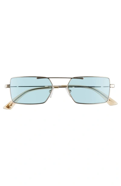 Shop Mcq By Alexander Mcqueen 55mm Rectangle Sunglasses In Light Gold/ Green