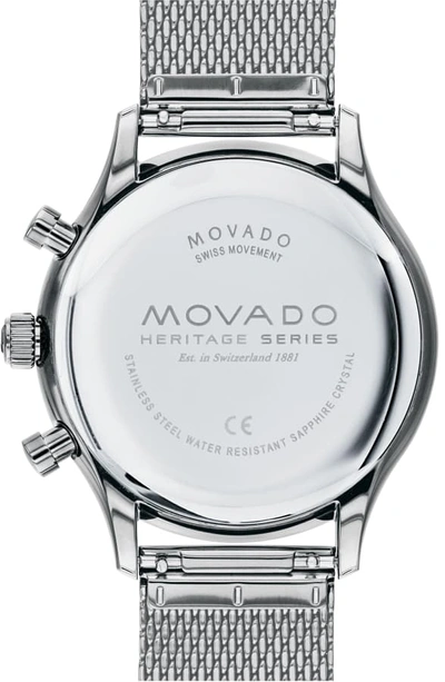 Shop Movado Heritage Calendoplan Chronograph Bracelet Watch, 43mm In Silver/ Black/ Silver