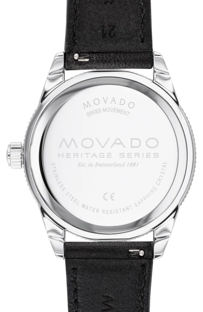 Shop Movado Heritage Calendoplan Leather Strap Watch, 43mm In Black/ Blue/ Silver