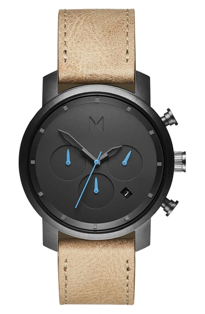 Shop Mvmt Chronograph Leather Strap Watch, 40mm In Sandstone/ Gunmetal