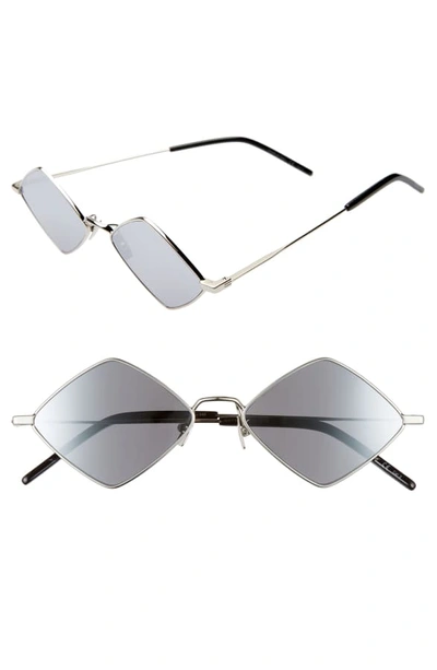 Shop Saint Laurent 55mm Diamond Shaped Sunglasses In Silver/ Silver