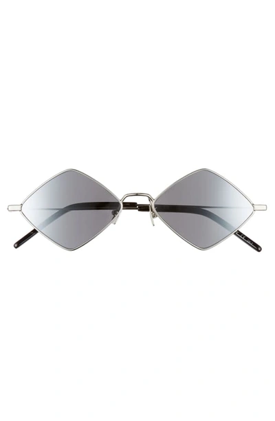 Shop Saint Laurent 55mm Diamond Shaped Sunglasses In Silver/ Silver