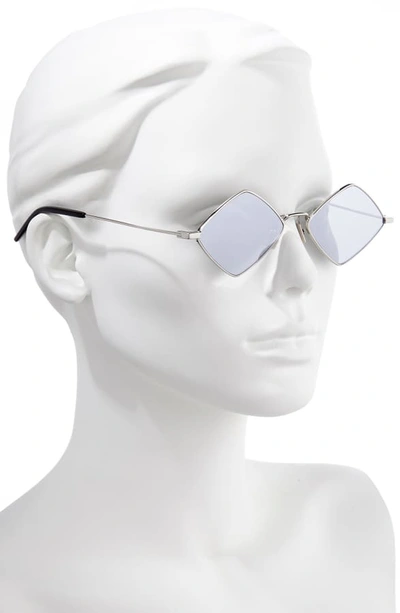 Shop Saint Laurent 55mm Diamond Shaped Sunglasses In Silver/ Silver