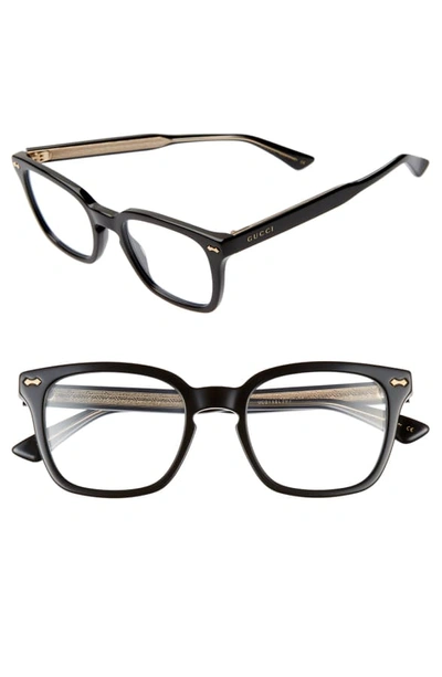 Shop Gucci 50mm Square Optical Glasses In Black