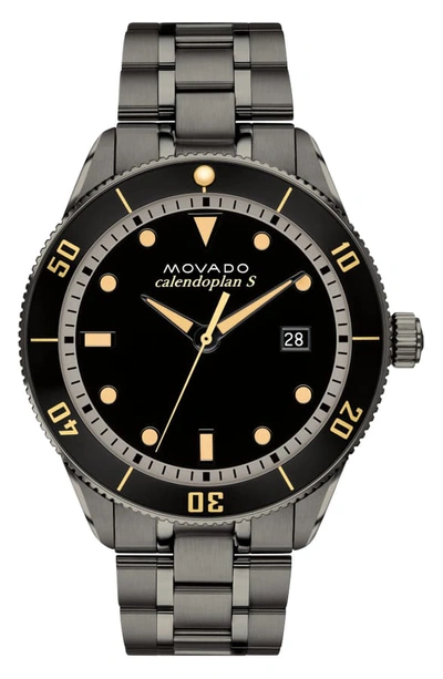 Shop Movado Heritage Bracelet Watch, 43mm In Gunmetal/ Black/ Gunmetal