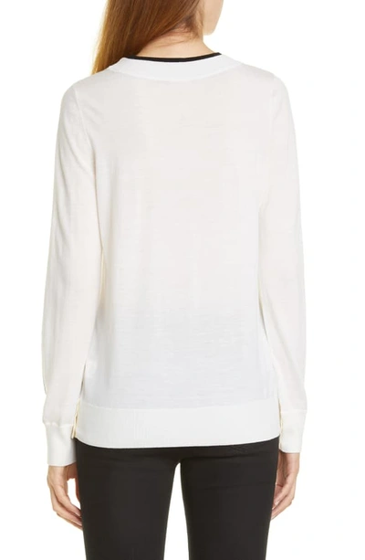 Shop Adam Lippes Intarsia Merino Wool Sweater In Ivory/ Black