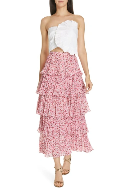 Shop Amur Paisley Floral Print Maxi Skirt In Pink