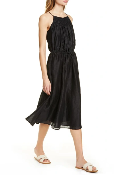 Shop Frame Hand Smocked Midi Dress In Noir