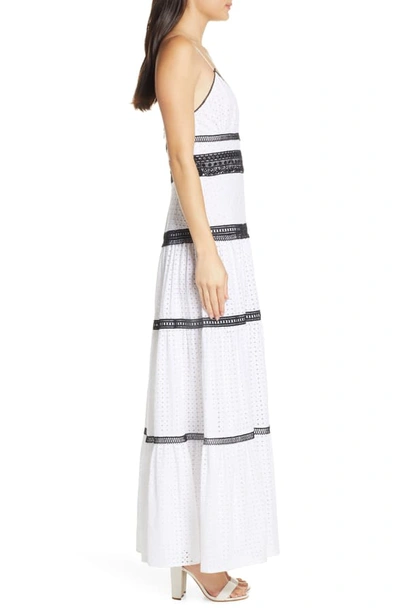 Shop Jill Jill Stuart Black & White Cotton Eyelet Maxi Dress In Off-white Black