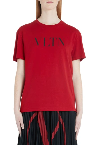 Shop Valentino Vltn Logo Tee In A15-red/ Black