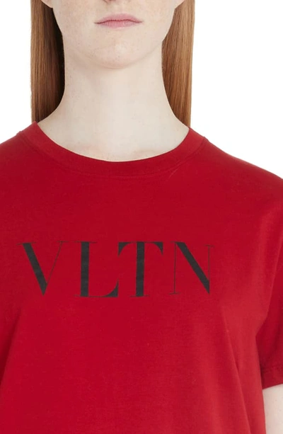 Shop Valentino Vltn Logo Tee In A15-red/ Black