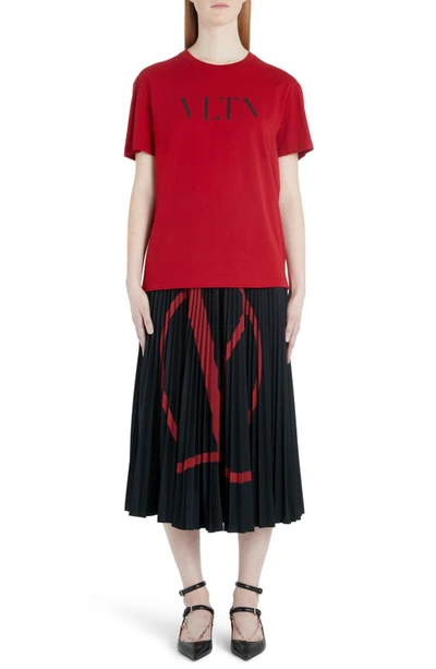 Shop Valentino Vltn Logo Tee In A15-red/ Black