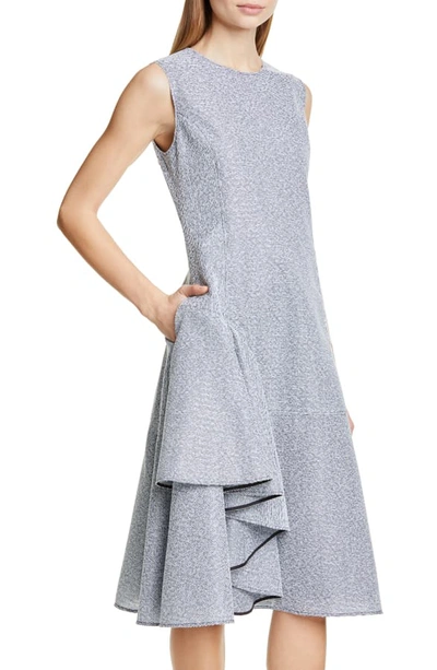 Shop Adeam Ruffle Hem Tweed Dress In Slate