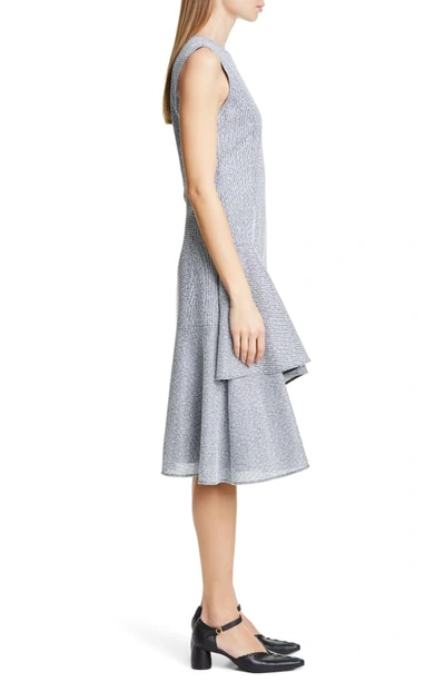 Shop Adeam Ruffle Hem Tweed Dress In Slate