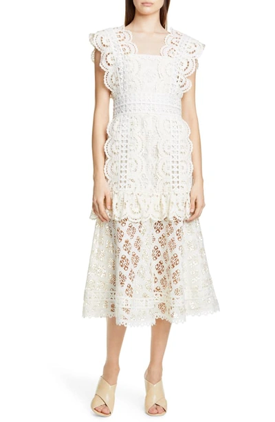 Shop Sea Laurel Lace Midi Dress In White