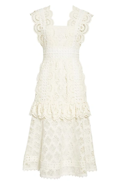 Shop Sea Laurel Lace Midi Dress In White