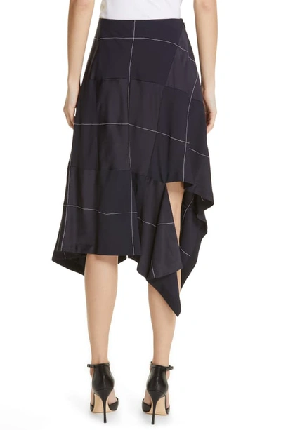 Shop Monse Grid Asymmetrical Skirt In Navy