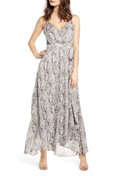 Shop Astr Snake Print Sleeveless Maxi Dress In Grey Python