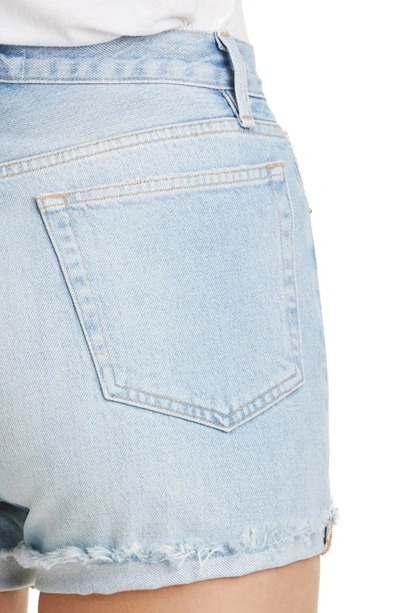 Shop Frame Le Brigette Raw Cuffed Denim Shorts In Soho