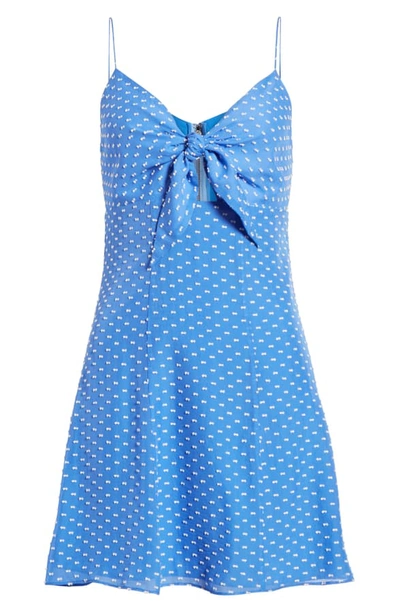 Shop Alice And Olivia Roe Tie Front Cocktail Dress In Imperial Blue/ White