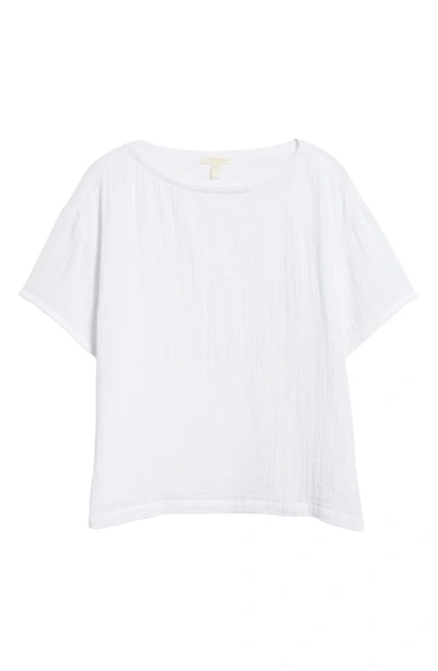 Shop Eileen Fisher Boat Neck Boxy Organic Cotton Top In White