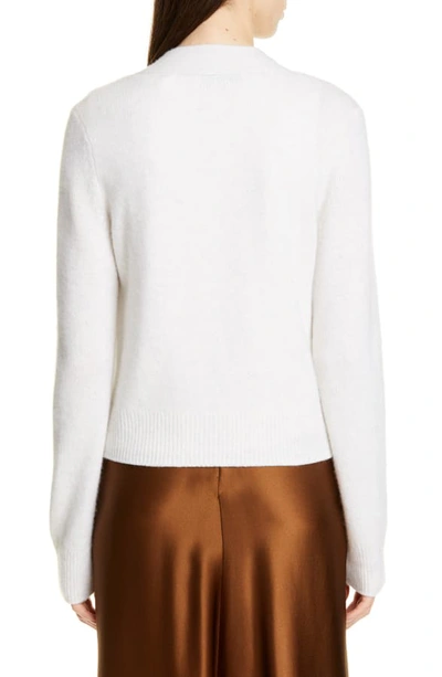 Shop Vince Shrunken Fit Button Front Cashmere Cardigan In Heather White