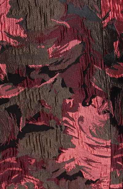 Shop Michael Kors Belted Stretch Jacquard Sheath Dress In Rosewood/ Spruce