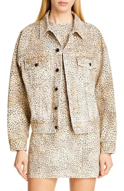 Shop Alexander Wang Game Cheetah Print Denim Jacket In Cheetah Micro Print