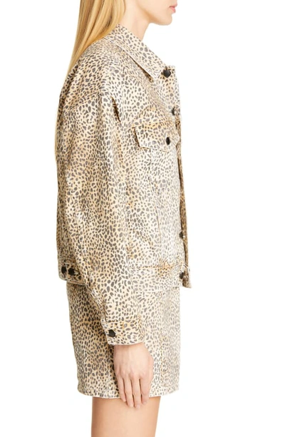 Shop Alexander Wang Game Cheetah Print Denim Jacket In Cheetah Micro Print