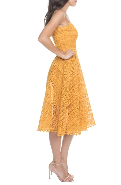 Shop Dress The Population Brenna Lace Mix Dress In Honey