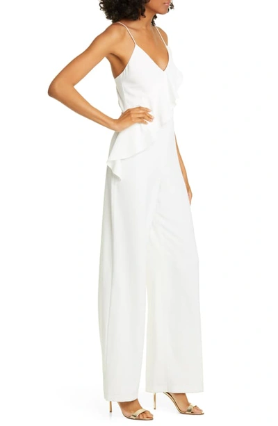 Shop Alice And Olivia Keeva Ruffle Jumpsuit In Off White
