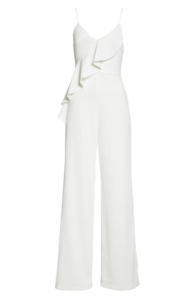 Shop Alice And Olivia Keeva Ruffle Jumpsuit In Off White