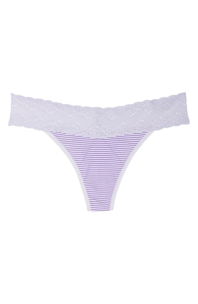 Shop Natori Bliss Perfection Thong In Lilac Stripe Print