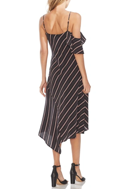 Shop Vince Camuto Asymmetrical Stripe Dress In Rich Black