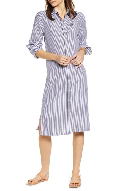 Shop Alex Mill Stripe Midi Shirtdress In Navy/ White