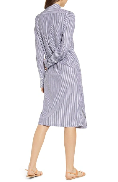 Shop Alex Mill Stripe Midi Shirtdress In Navy/ White