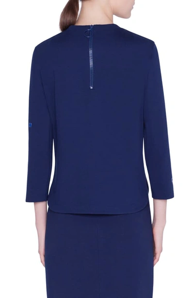 Shop Akris Punto Pixel Stud Embellished Top In Dark Denim Pixel