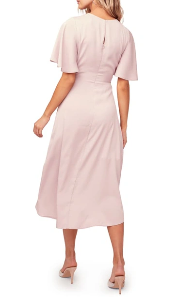 Shop Astr Delaney Faux Wrap Flutter Sleeve Dress In Dusty Lilac