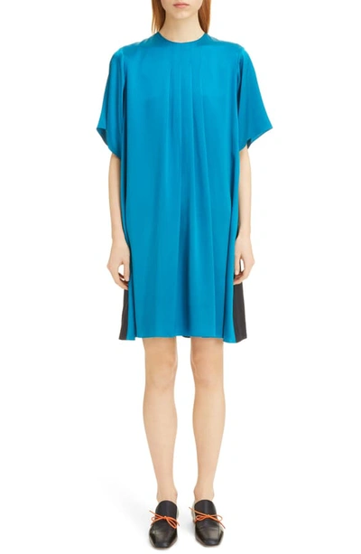 Shop Roksanda Bicolor Silk Satin Dress In Peacock