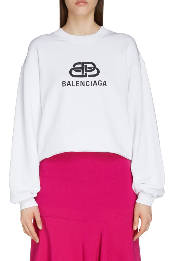 Balenciaga Interlocking Bb Logo Sweatshirt In Off White | ModeSens